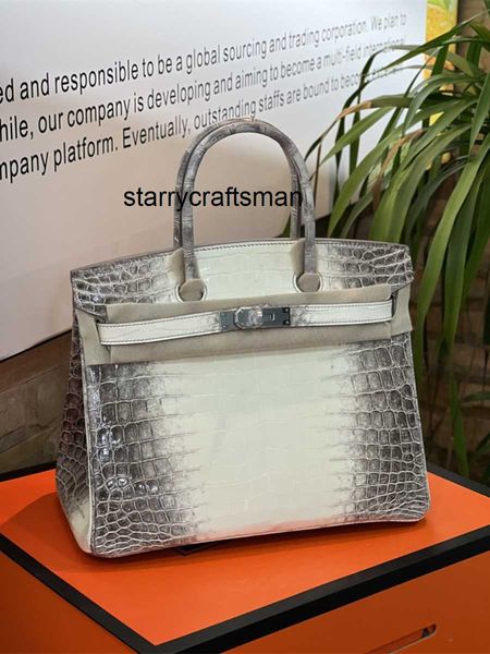 Damenhandtasche Himalaya Crocodile Crocodile Highlight Himalayan White BK30cm Wrist Handheld High Set Damentasche L