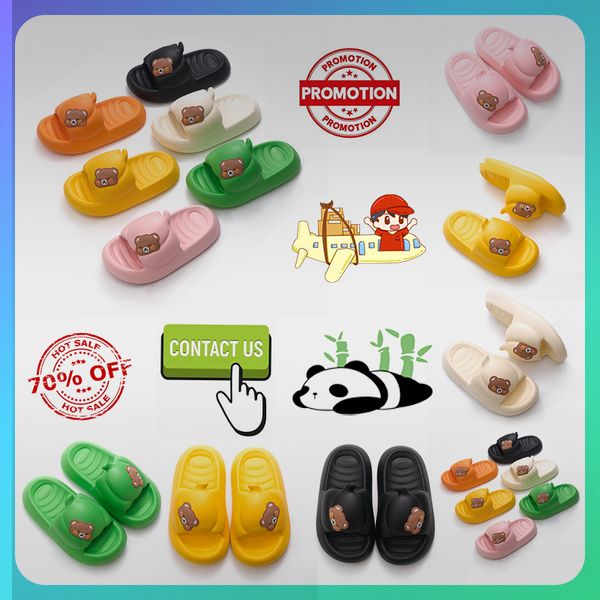 Designer Flat Little Bear Sliders Slides Sandálias Chinelos para Homens Mulheres Anti Slip Wear Leve Respirável Baixo Corte Super Macio Moda Quente Unissex Piscina Tamanho 35-46