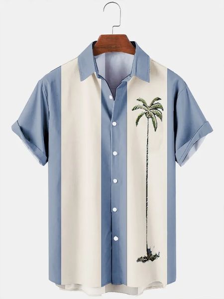 Hawaiian Shirt Männer Sommer 3d Kokospalme Gedruckt Urlaub Kurzarm Tops T Übergroße Bluse Casual Kleid 240201