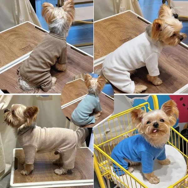 Vestuário para cães Roupas de algodão puro 5 cores BoyGirl Pijama Onesies para cães pequenos e médios Filhote de cachorro Gatinho Macacão Pijamas Chiwawa Yorkie