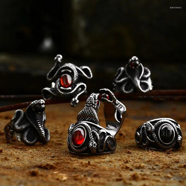 Cluster Ringe Stahl Soldat Schlange Ring Edelstahl Männer Einzigartige Punk Biker Rock 3D Design Hohe Qualität Tier Schmuck Ankunft