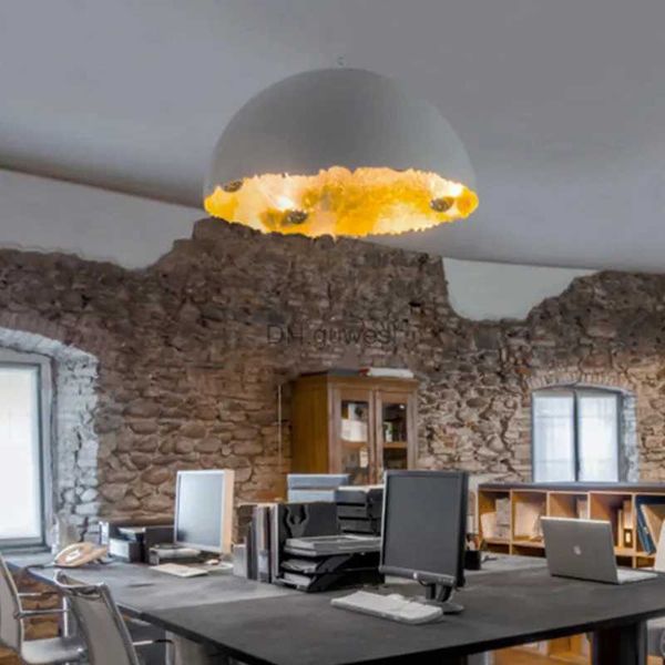 Lâmpadas pendentes PostKrisi luz pingente Designer casca de ovo resina acrílica esfera pingente luz estúdio iluminação restaurante arte simples lâmpada pendurada YQ240201