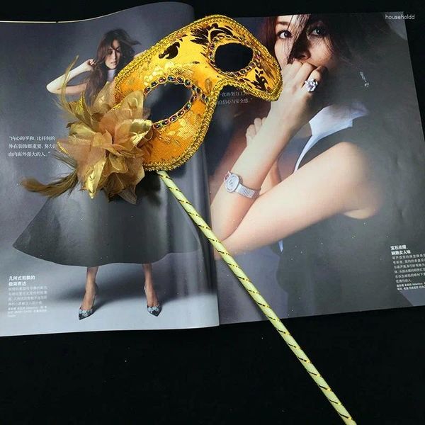 Articoli per feste Maschera veneziana sexy Porta Venezia Fiore di piume Matrimonio Carnevale Spettacolo Costume viola Sesso Lady Masquerade