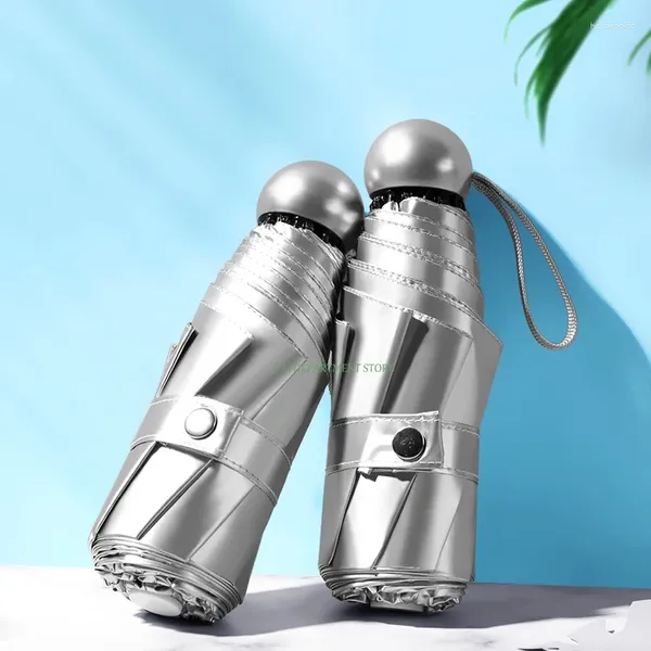 Şemsiye Titanyum Gümüş 8 Kaburga Cep Mini Şemsiye Anti UV Güneş Yağmur Rüzgar Geçirme Taşınabilir Kadınlar için Taşınabilir