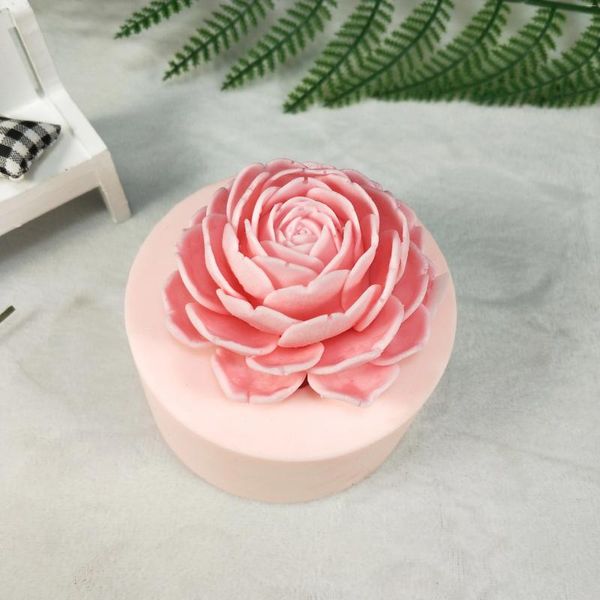 Moldes de cozimento Bloom Rose Flor 3D Molde de Silicone Handmade Casamento DIY Ferramentas de Decoração de Bolo Cupcake Jelly Vela Decoração Artesanato