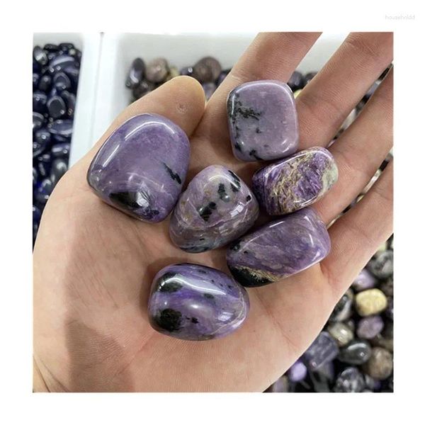 Estatuetas decorativas atacado polido cristais de cura natural roxo charoite pedra caída para decorações de natal