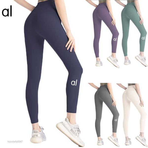 Alolulu tecido lycra cor sólida calças de yoga femininas cintura alta esportes ginásio wear leggings elástico fitness senhora calças ao ar livre o2sr