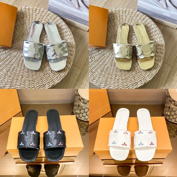 Winter Damen Luxus Sandalen Büro Mule Herren REVIVAL Lackleder Sandale Designer geprägte Loafer Tazz Slipper flache Ferse Slide DHgate Vintage Indoor Flip Flops