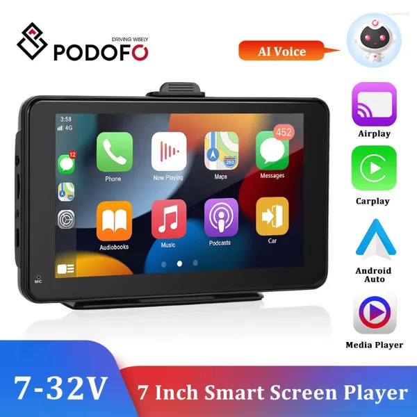 Podofo Универсальный 7-дюймовый автомобильный радиоприемник, мультимедийный видеоплеер, беспроводной Carplay и Android-автоматический сенсорный экран для Nissan Toyota