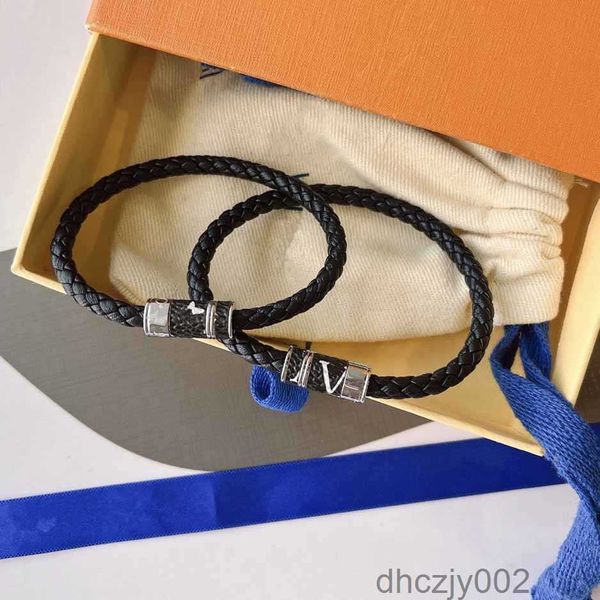 Ретро -бренд дизайнерский браслет классический черный кожаный браслеты магнитные пряжки бусины ручной веревки мужчины женщины пара роскошные модные подарки высокий качество Ro3k SA9T S NCQD