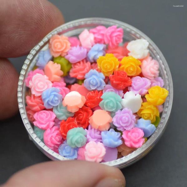 Ferramentas de artesanato 100pcs 5mm resina flatback pequena flor cabochões scrapbooking enfeites arte de unha decoração diy artesanato suprimentos