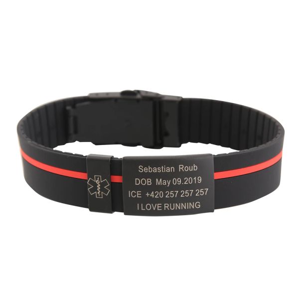 Armbänder Tingku Personalisierte kundenspezifische Kinder Kinder Medizinisches Ausweis Armband SOS ID SICHERHEIT