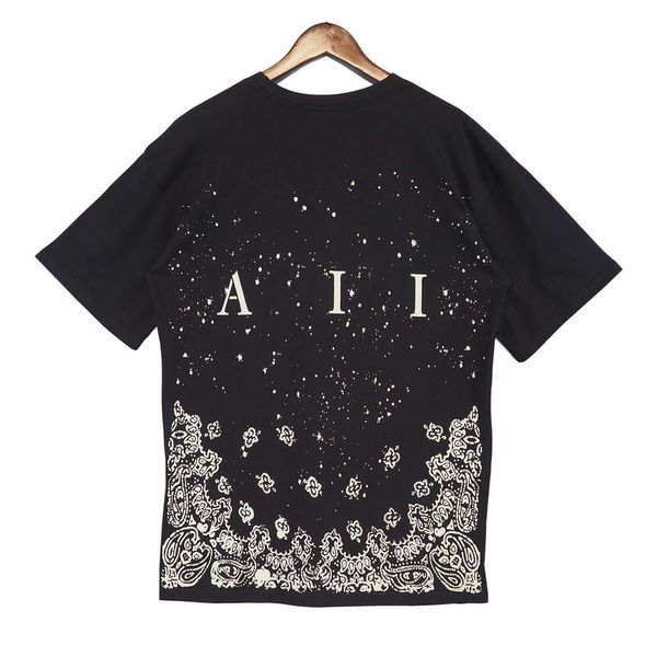 Designer de moda masculina A Miri clássico Camisetas soltas masculinas e femininas com letras de flor de caju impressas em torno do pescoço manga curta tinta splash de rua alta