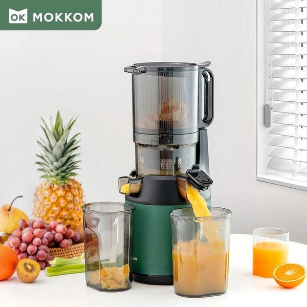 Juicers 13cm grande calibre lento espremedor parafuso extrator de imprensa fria separação de suco de escória fácil lavagem doméstica máquina de frutas elétrica