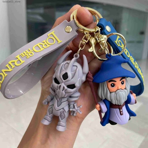 Chaveiros Lanyards Filme Senhor dos Anéis de Dedo Chaveiro Anime Boneca Figura Chaveiro Pendent Jóias Acessórios Chave de Carro Brinquedo para Crianças Presente de Aniversário Q240201