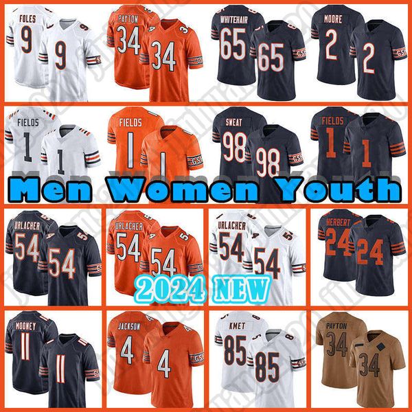 Maglia da calcio Justin Fields Walter Payton DJ Moore Cole Kmet Chicagos Bear Dick Butkus Montez Sweat Brian Urlacher Darnell Wright Jaquan Brisker Darnell Mooney e1