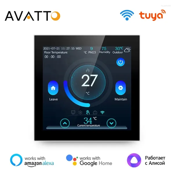 Controllo domestico intelligente Termostato da pavimento AVATTO Tuya WiFi Regolatore di temperatura per riscaldamento elettrico/acqua Funziona con Alexa Google Alice