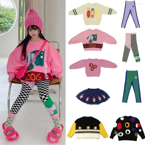 Set di abbigliamento Vestiti per ragazze del bambino Autunno Inverno Felpa per bambini in pile Magliette larghe Pantaloni per ragazzi Bambino Casual Cartone animato per la scuola