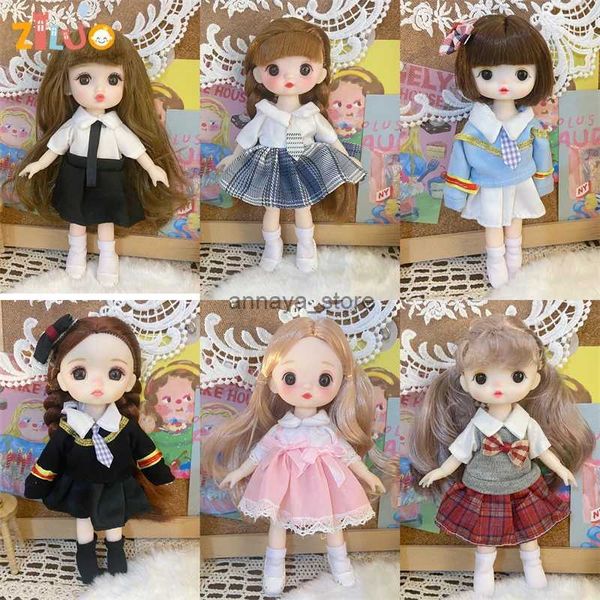 Puppen 1/8 BJD Puppe für Mädchen Jungen 16 cm Prinzessin Dress Up Boneca Kawaii Gesicht Mode Spielzeug Puppen für Kinder Mehrgelenk Kinder Geburtstagsgeschenk