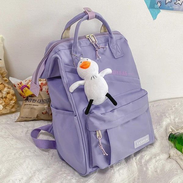 Schultaschen 2024 Preppy Purple Rucksack Damen Wasserdichte Bonbonfarben Rucksäcke Fancy High für Teenager-Mädchen Niedlicher Reiserucksack