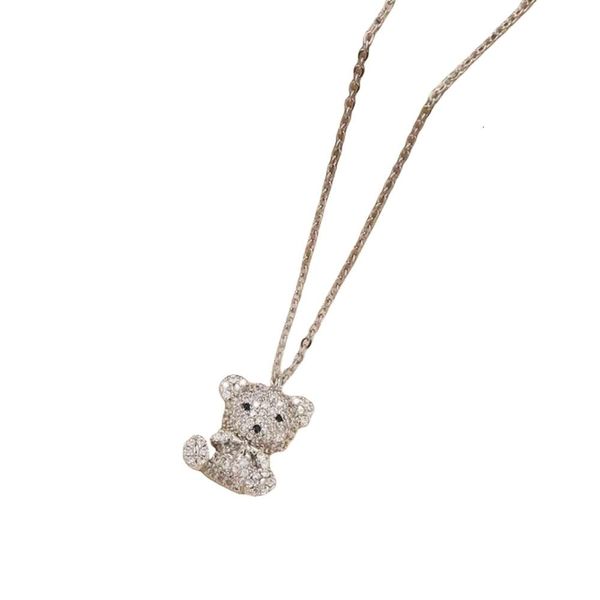 Swarovski colar designer feminino qualidade original colares bonito cheio de diamantes urso de pelúcia colar com colar de cristal corrente para mulher