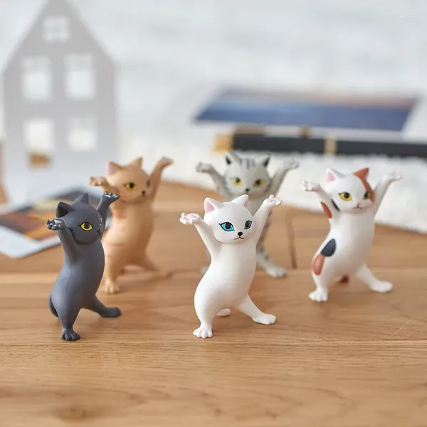 Estatuetas decorativas engraçado gato caneta titular segurar tudo fone de ouvido suporte decoração para casa festival encantador gatinho miniaturas