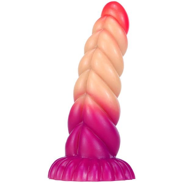 Dildo Dong Pasta Fritta A Forma Di Torsione Spina Anale Femminile Dilatatore Maschile Simulazione Fallo Prodotti Del Sesso Per Adulti Nuovo