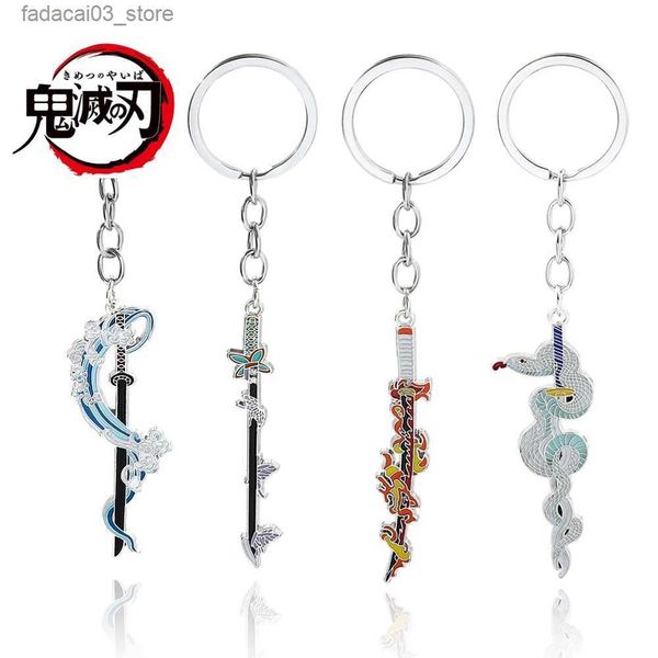 Chaveiros Lanyards Anime Demon Slayer Espada Chaveiro Kimetsu no Yaiba Tomioka Giyuu Kochou Shinobu Arma Cosplay Chaveiro Metal Pingente Chaveiro Q240201