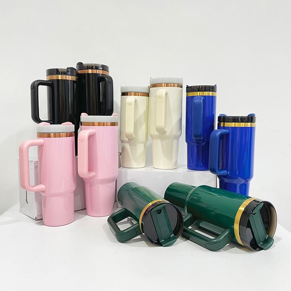 Isolierte, vergoldete, kupferfarbene Kaffeetasse mit Deco-Pulverbeschichtung H2.0, 30 Unzen, Edelstahlfarbene Sport-Reisewasserflasche mit Griff für Lasergravur