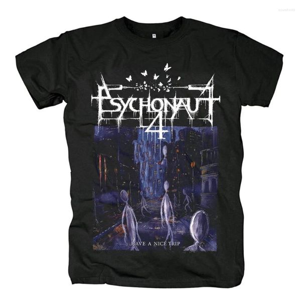 Erkekler T Shirt Psychonaut4 Tshirt Siyah Metal Band T-Shirt Erkek Desen Baskı Pamuk Gömlek Harajuku Street Giyim Tee Üstler Giyim UNISEX