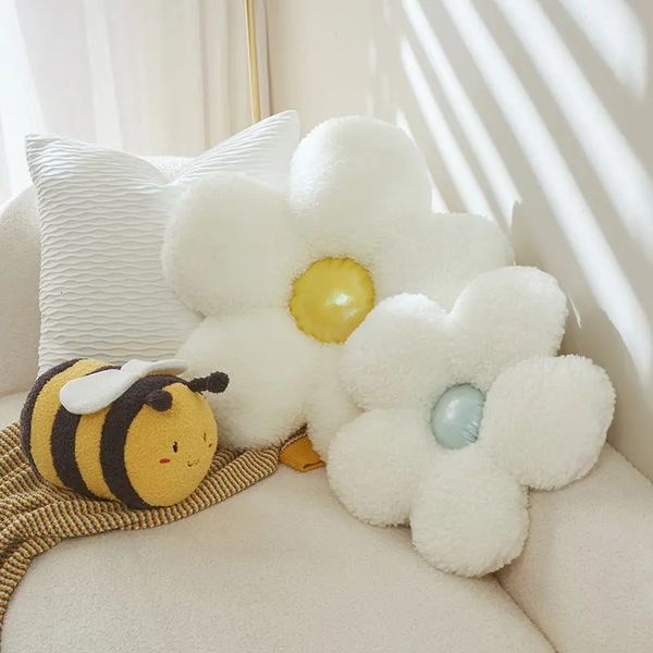 30/40/50cm venda kawaii animais de pelúcia abelhas brinquedos super macios plantas de pelúcia flor travesseiro sofá almofada para crianças presente aniversário 240123