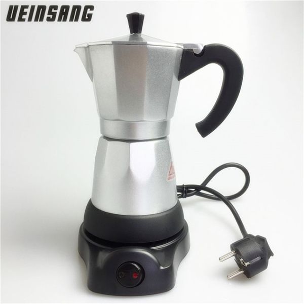6 Tassen 300 ml elektrische Kaffeemaschine Aluminiummaterial Kaffeekannen Moka-Topf Mokka-Kaffeemaschine v60 Kaffeefilter Espressomaschine T200328k
