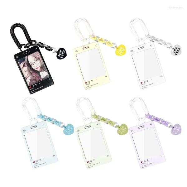 Anahtarlıklar Evrensel Yaratıcı Akrilik Ferrule Şeffaf Keychain Kart Tutucu Kpop Pocard Idol Pos Sleeve Kartpostal