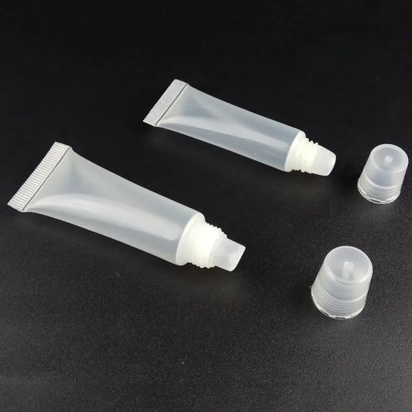 Moda 10 unidades 5ml / 10ml tubos cosméticos vazios recarregáveis brilho labial recipientes transparentes ferramentas de maquiagem