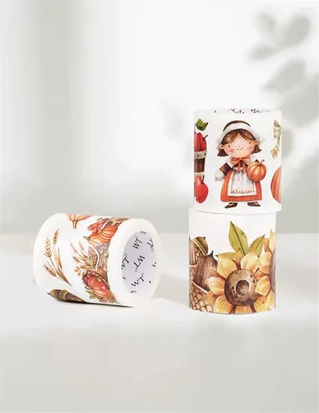 Confezione regalo Nastro adesivo Washi PET vintage per la stagione del raccolto autunnale per la creazione di biglietti per pianificatori Adesivo decorativo per piani di scrapbooking fai da te