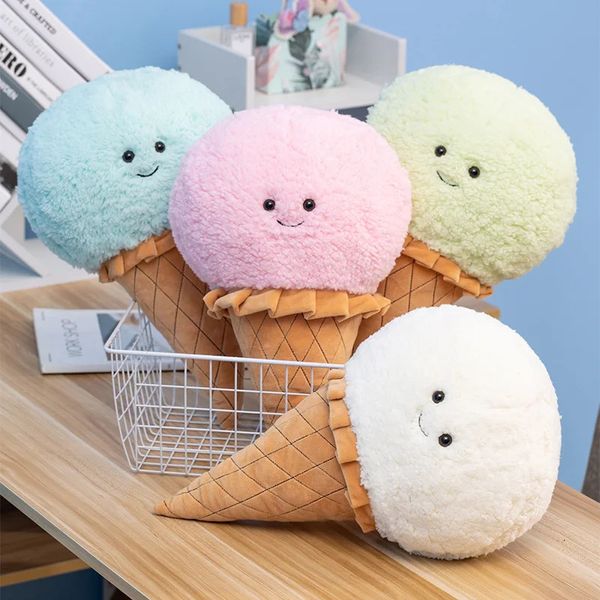 46cm Simülasyon Dondurma Peluş Peluş Oyuncak Kawaii Plushie Tatlı Yiyecek Dolgulu Yumuşak Çocuk Oyuncaklar Sandalye Yastık Odası Dekor Hediyeler 240119