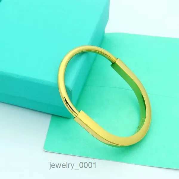 Designer de bloqueio pulseira titânio aço em forma de u pulseira para mulheres e homens jóias de luxo 8jut