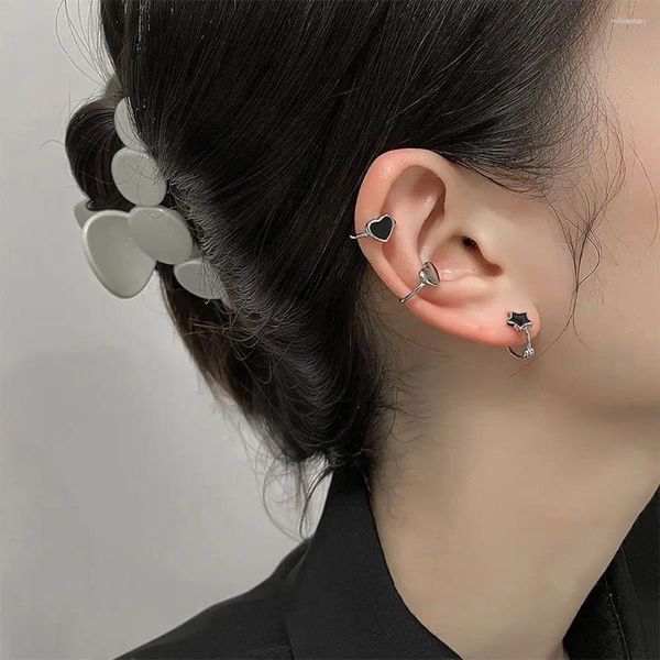 Brincos traseiros personalizados, estrela da moda, sem piercing, joia, amor, coração, mulheres, clipes, manguito, argola coreana