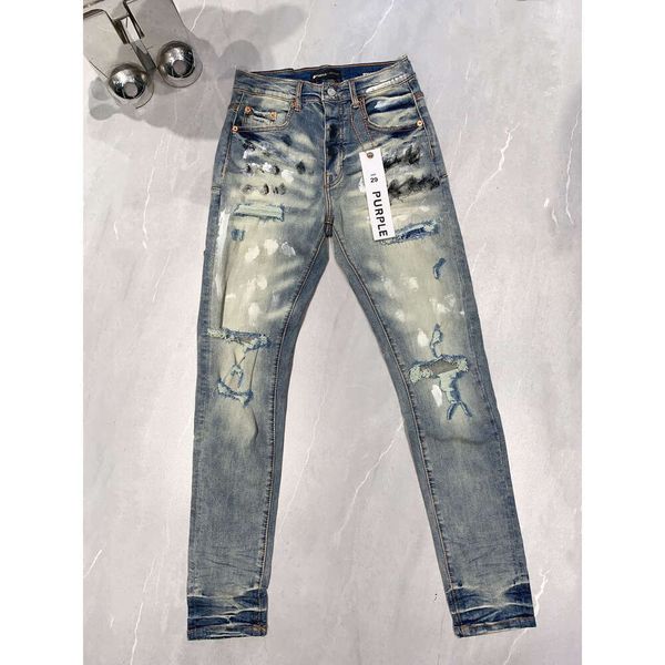 jeans viola jeans firmati per uomo Pantaloni skinny dritti jeans larghi denim europeo jean hombre pantaloni da uomo pantaloni biker ricamo strappato per la tendenza 29-40 J9037