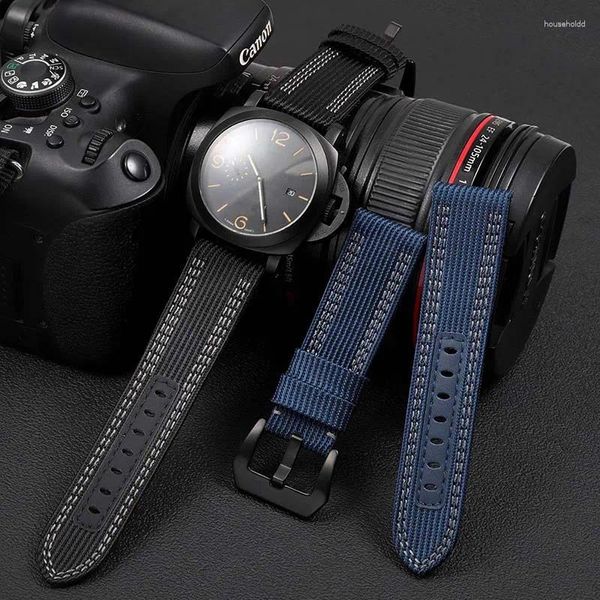 Uhrenarmbänder Hochwertiges Armband für Panerai PAM441 PAM111 PAM00984 PAM00985 Armband Canvas Straps 22mm 24mm 26mm Schwarz Blau BAND