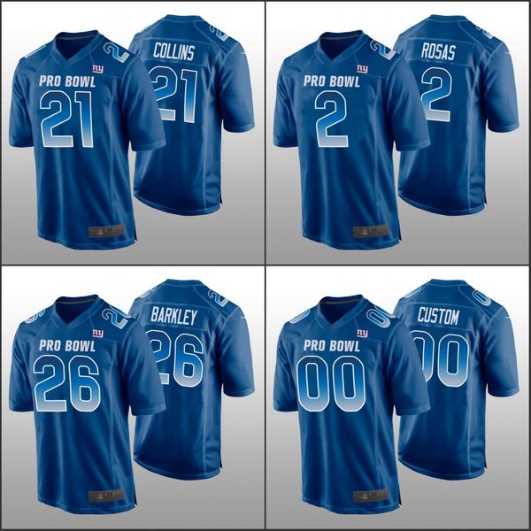 New York''Giants''Men 21 Landon Collins 26 Saquon Barkley 2 Aldrick Rosas Custom Women Youth NFC Royal Jersey Pro''Bowl