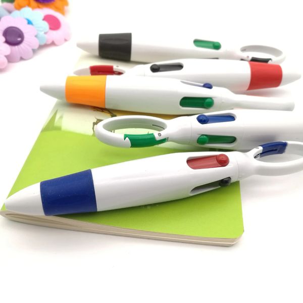 10pcs Taşınabilir Dört Renkli Top Noktası Kalem Dört-Bir-Bir Çok Renkli Doldurma Basın Ofis Malzemeleri Öğrenci Çocukları Hediye Pens 240125