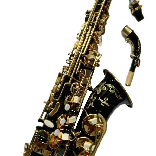 High-End-Es-gestimmtes Yanagis-Altsaxophon A-991, vernickeltes schwarzes Gehäuse, goldene Tasten, japanisches handgefertigtes Jazzinstrument-Altsaxophon mit Koffer