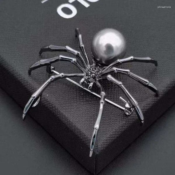 Broches criativos engraçados preto branco aranha e alfinetes gótico punk lapela joias acessórios de roupas presentes de halloween unissex