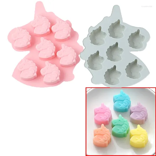 Pişirme Kalıpları Unicorn Kafa Silikon Kalıplar Sabun Çikolatalı Şeker Sakızlı Jello Jelly Wax Melts Ice Cube Tepsi Kek Dekorasyon Araçları Topper