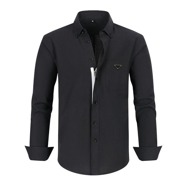 Camisas de vestido masculinas camisa de negócios oxford tecido cor sólida algodão estilo zíper camisa masculina durante toda a temporada quatro mangas compridas eurocódigo