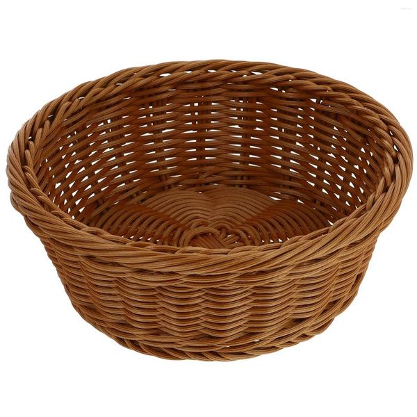 Conjuntos de louça redonda cesta de rattan cesta segurando simulação tecelagem artesanato frutas pp decorativo pão simples armazenamento padaria