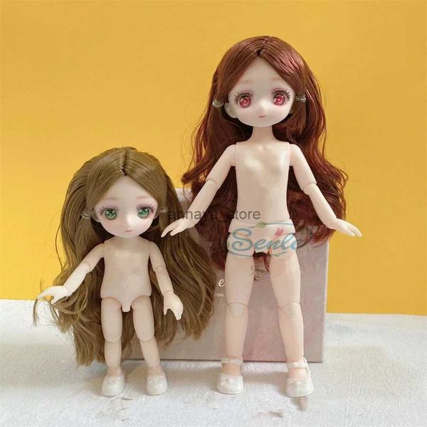 Puppen 16/23CM BJD Puppe 13 Gelenke Bewegliche Puppen Farbige Augäpfel Weibliche Nude Weiches Haar mit Schuhen Mädchen DIY Spielzeug Geburtstag GiftL2402