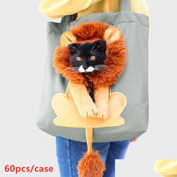 Portadores de gatos, caixas casas personalidade criativa dos desenhos animados gato portadores estilo bonito acessível pet saco lona ao ar livre inclinação mochila um sapato dhkol