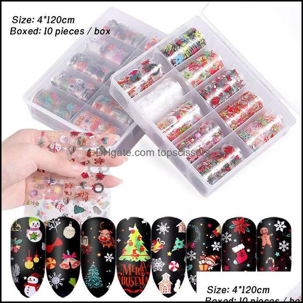 Aufkleber Abziehbilder Nail Art Aufkleber Abziehbilder Set für Weihnachten Halloween Transferpapier Nägel Dekorationen Tipps Maniküre Werkzeuge 4 cm 10 Stück Ottzg